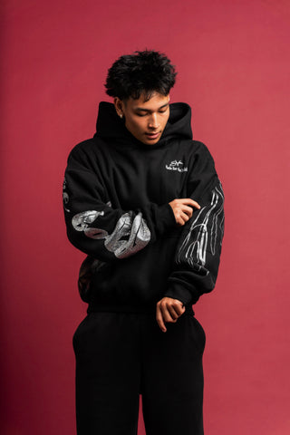 Black Hibiscus Hoodie