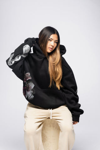 Black Hibiscus Hoodie